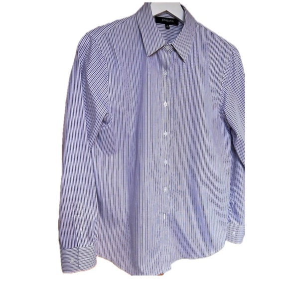JONES & CO. Ladies Button Front Striped Shirt, Pure Cotton, Long Sleeve - Picture 1 of 6